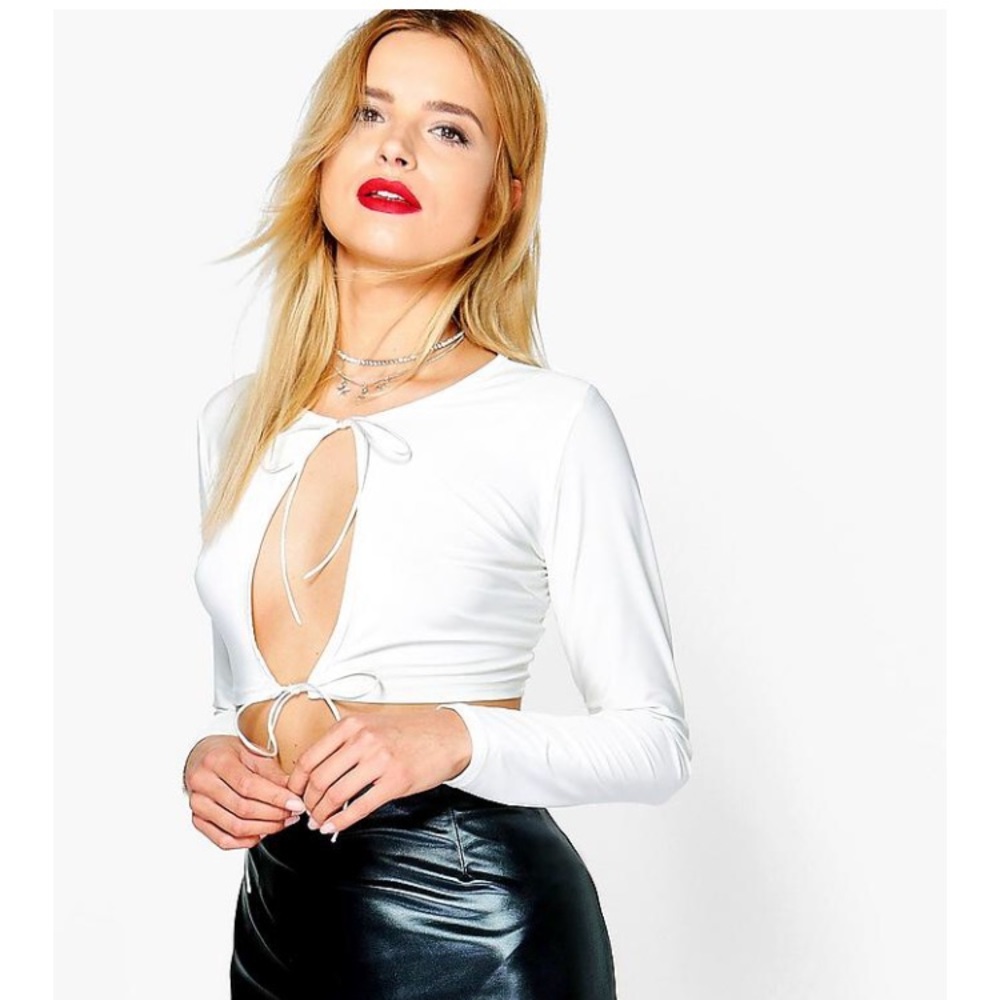 Long Sleeve White Crop Top NWOT